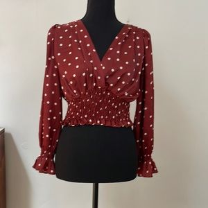 Zara long sleeve crop top. Cognac. Size XS